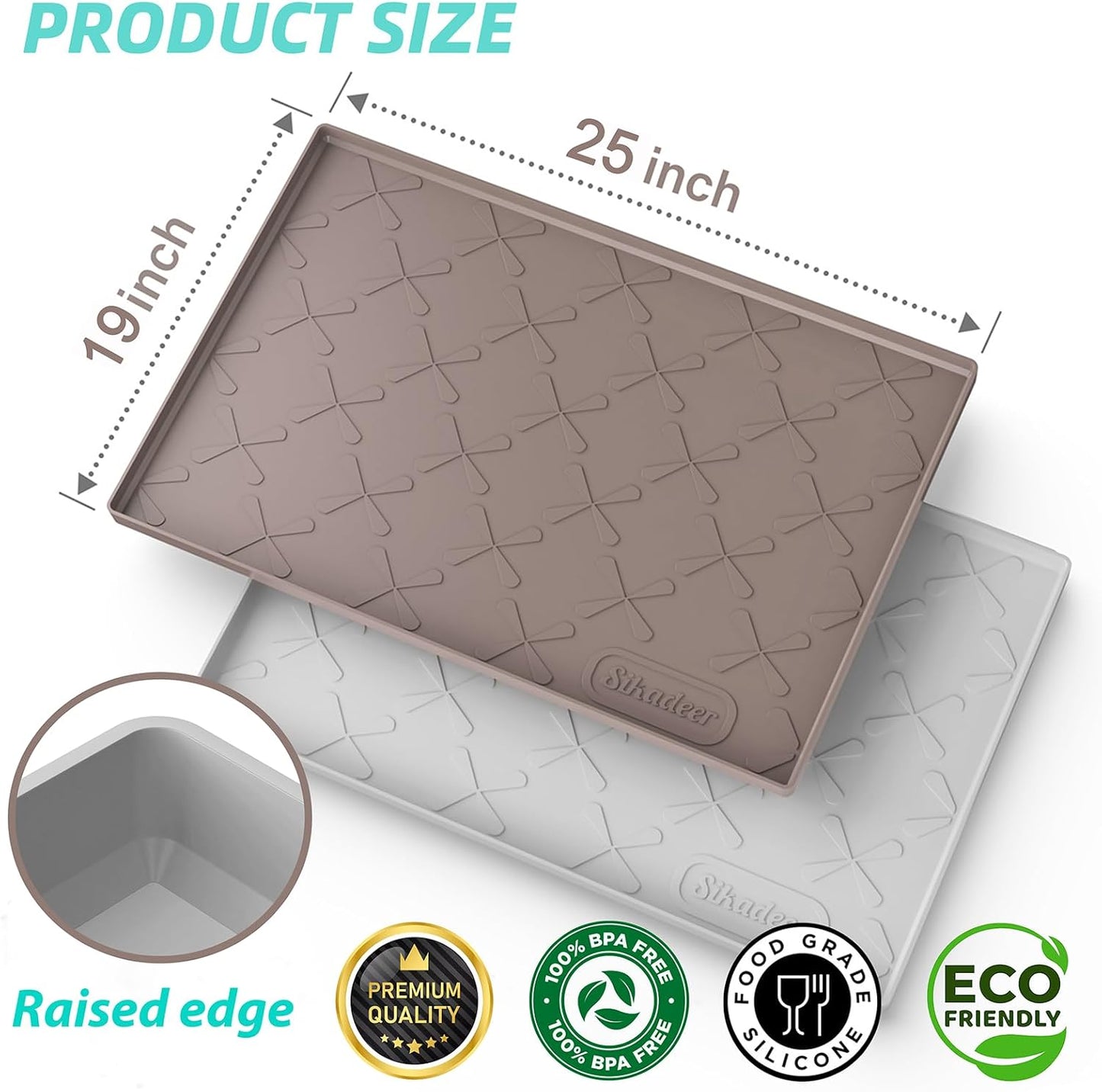 Waterproof Under Sink Mat 34" x 22", Silicone Mat Kitchen liner | BPA-Free Silicone Tray with Raised Lip Protect Cabinets from Leaks, Versatile Home Organizer for Bathroom, Pets, Boots, Floor