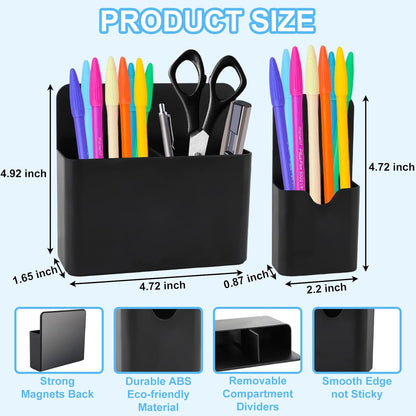 KITANIS Magnetic Pen Holder,2 Pack Magnetic Dry Erase Marker Holder with Generous Compartments,Strong Magnet Storage Marker Pen Pencil Organizer for Refrigerator,Whiteboard,Locker Accessories