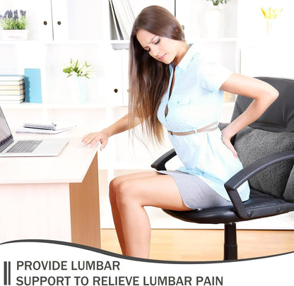 Queekay Fleece Lumbar Support Pillow 3 Section for Office Chair, Black