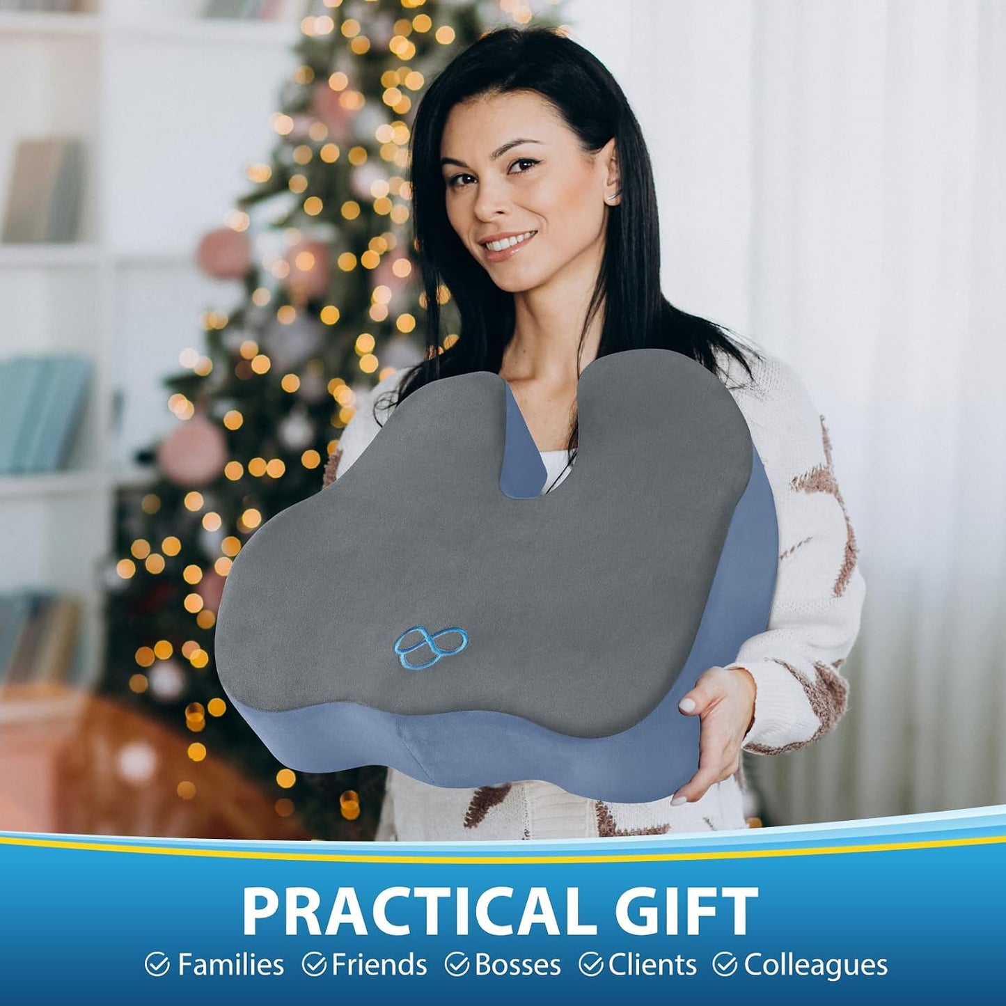 BlissTrends Memory Foam Seat Cushion for Office Chair & Car Seat, Black | 4.7in Ergonomic Tailbone & Sciatica Support with Removable Velvet Cover for Pressure Relief and Long Sitting Comfort