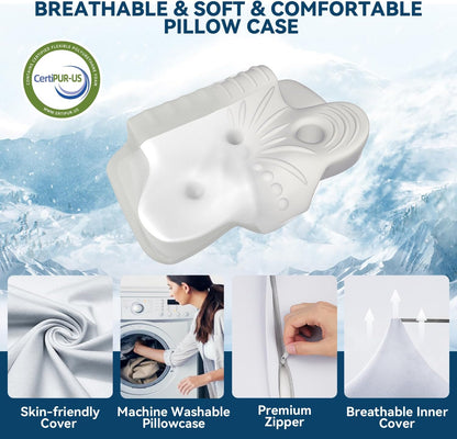 ABLEGRID Memory Foam Cervical Neck Support Pillow,Contour Cooling Gel Pillow for Neck Shoulder Pain Relief,Odorless Ergonomic Orthopedic Adjustable Deep Sleep Bed Pillow for Side,Back,Stomach Sleepers