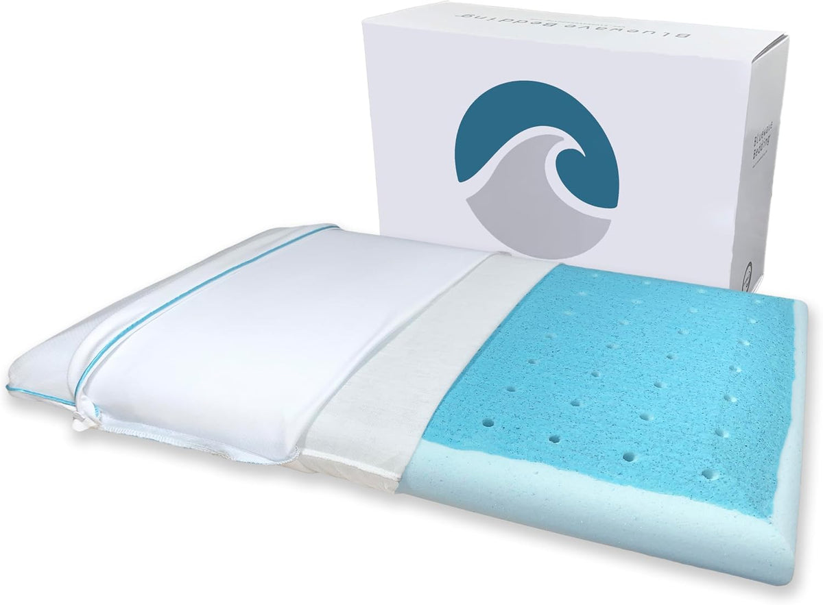 Bluewave Bedding Ultra Slim Gel Memory Foam Pillow for Stomach and Back Sleepers - Thin, Flat Design for Cervical Neck Alignment and Deeper Sleep (2.75-Inches Height, Standard Size)