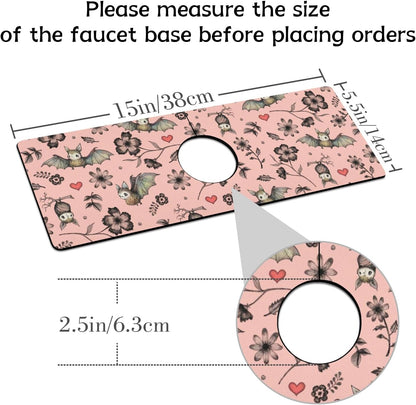 Light Brown White Checkered Kitchen Sink Splash Guard Faucet Mat,Faucet Non-Slip Absorbent Mat,Farmhouse Sink Splash Guard Behind Faucet for Kitchen Bathroom, 15"x5.5"