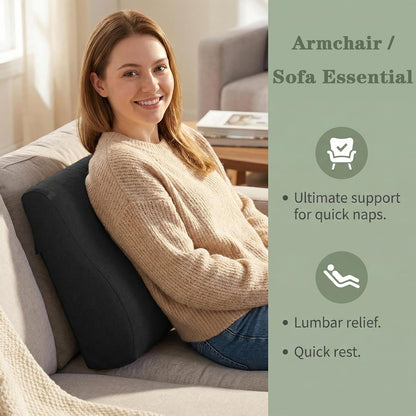 baibu Patented Dual-Layer Memory Foam Lumbar Pillow for Recliner, Brown | Large ergonomic back support for recliners, sofas and gaming chairs, with a removable machine-washable cover.