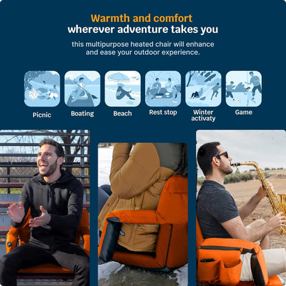 Heated Reclining Stadium Seat for Bleachers – Wide Bleacher Chair with Back Support and Cushion, Armrests, Side Pockets, & Hook – Stadium Seats Chairs for Camping, Kayak, Paddle Board & More