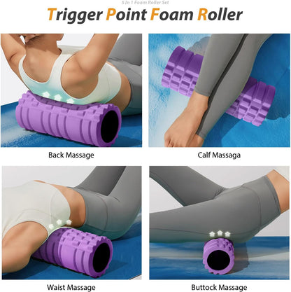 SUBCULTUREPICK 5 in1 Foam Roller Set, Trigger Point Foam Roller Deep Tissue
