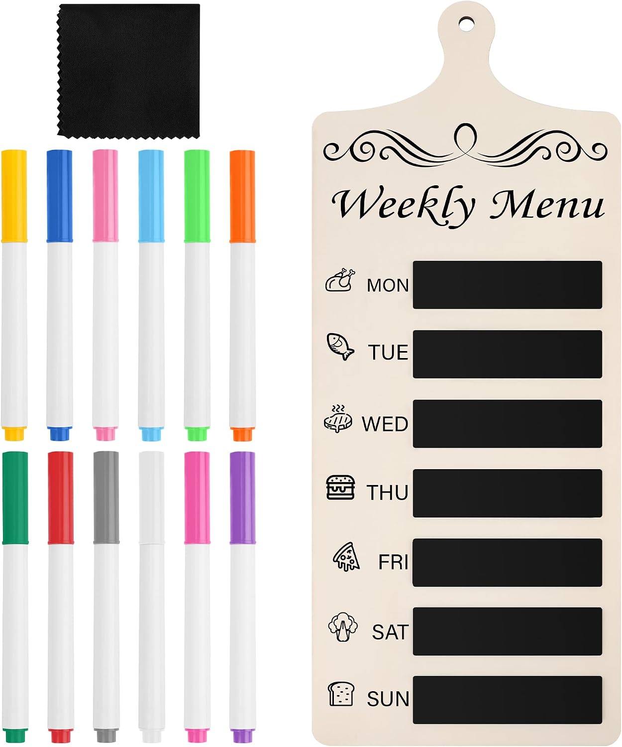 Catcan Magnetic Wood Menu Board for Fridge Meal Planner Chalkboard