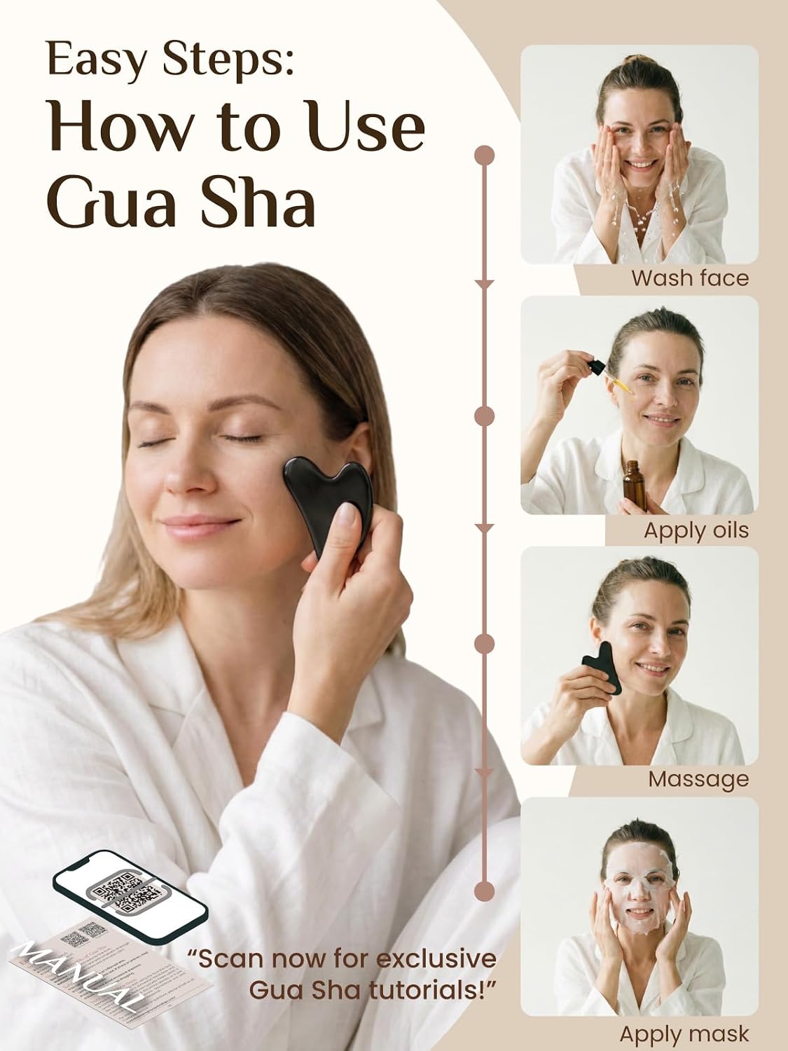 Rena Chris Gua Sha Facial Tools, Stainless Steel Guasha Tool for Acupuncture, Manual Massage Tool for Jawline Sculpting and Puffiness Reducing, Gua Sha Facial Massage Tool, Skin-Care Gift (Silver) | Face Massage Tool for Jawline Sculpting, Puffiness