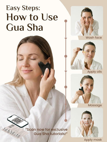 Rena Chris Gua Sha Facial Tools, Stainless Steel Guasha Tool for Acupuncture, Manual Massage Tool for Jawline Sculpting and Puffiness Reducing, Gua Sha Facial Massage Tool, Skin-Care Gift (Silver) | Face Massage Tool for Jawline Sculpting, Puffiness