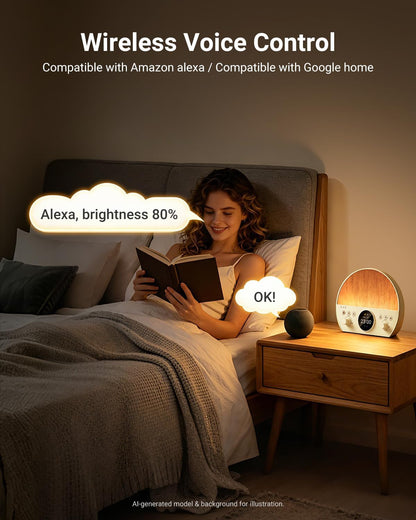 NEEWER NF03 Sunrise Alarm Clock Smart Wake Up Light, AI App Control, Timer | RGB IC W 2700K-6500K Night Reading Lamp, White Noise Sound Machine, Bluetooth Speaker, Compatible with Google Assistant Alexa