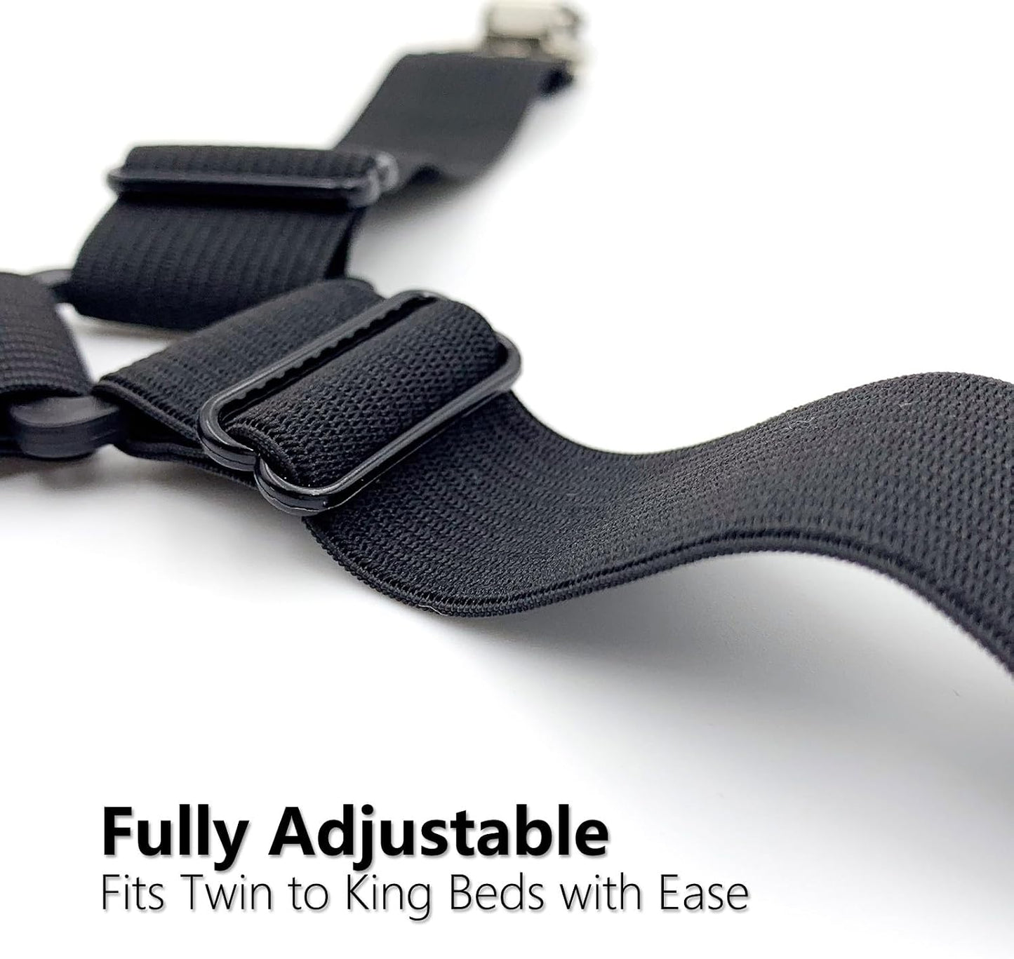 4PCS Bed Sheet Holder Straps – Triangle Adjustable Elastic Fasteners with Metal Clips, Heavy Duty Sheet Suspenders for Fitted & Flat Sheets, Mattress Covers, Sofa Cushions