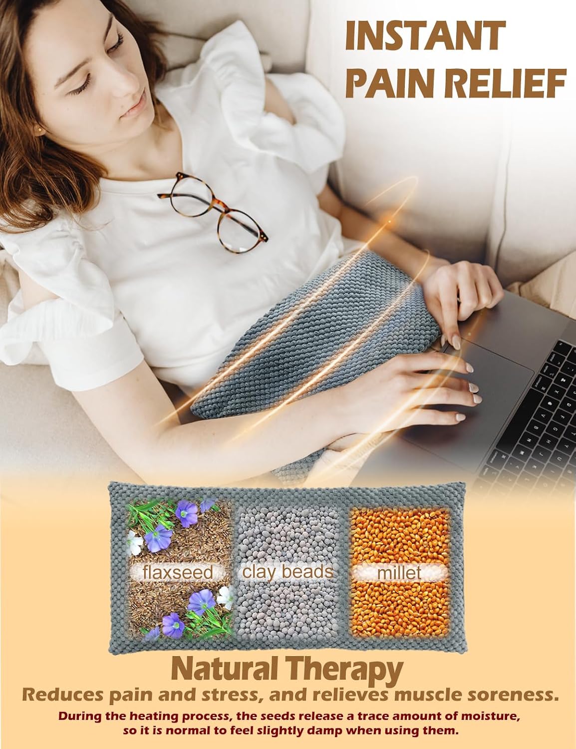 Microwave Heating Pad 8 x17 Unscented Moist Hot Pack Washable Cover