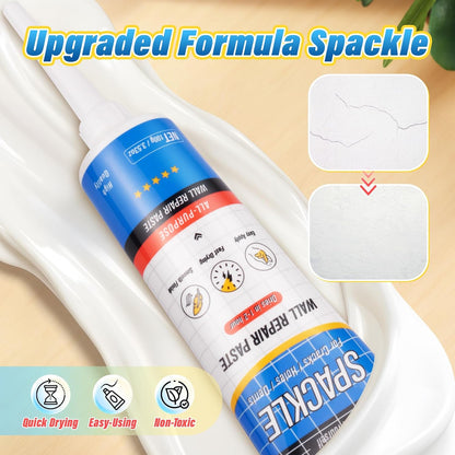 DIYSELF 9-Piece Spackle Wall Repair Kit, 7 oz White Touch Up Paste Set | Complete Repair Tools, Easy-to-Apply Wall Putty for Cracks, Nail Holes, Wall Filler for Gaps, Homes, Apartments and Renters
