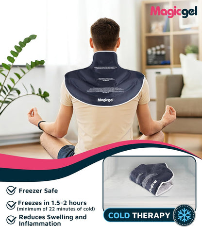 Magic Gel Ice Pack for Neck and Shoulders, Reusable Cervical Ice Pack Wrap for Neck Pain Relief, Flexible Gel Cold Pack for Shoulder Surgery Recovery, Rotator Cuff Injuries, Physical Therapy - Large