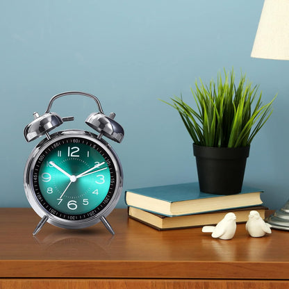Super Loud Alarm Clock For heavy sleepers,4 inches Twin Bell Alarm Clock with Backlight,Battery Operated,Silent Non Ticking,For Kids,Adults,Bedrooms,Retro decor Desk Analog Clocks.. (Noctilucent)