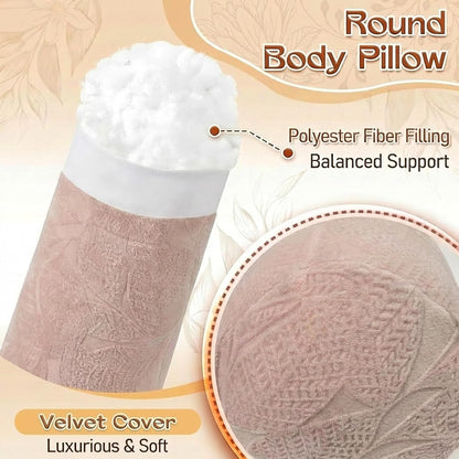 1 MIDDLE ONE Body Pillow for Adults, Bolster Pillow with Removable Velvet Cover, Long Round Cervical Roll Pillow, 35 x 7.87 Inches, Blue