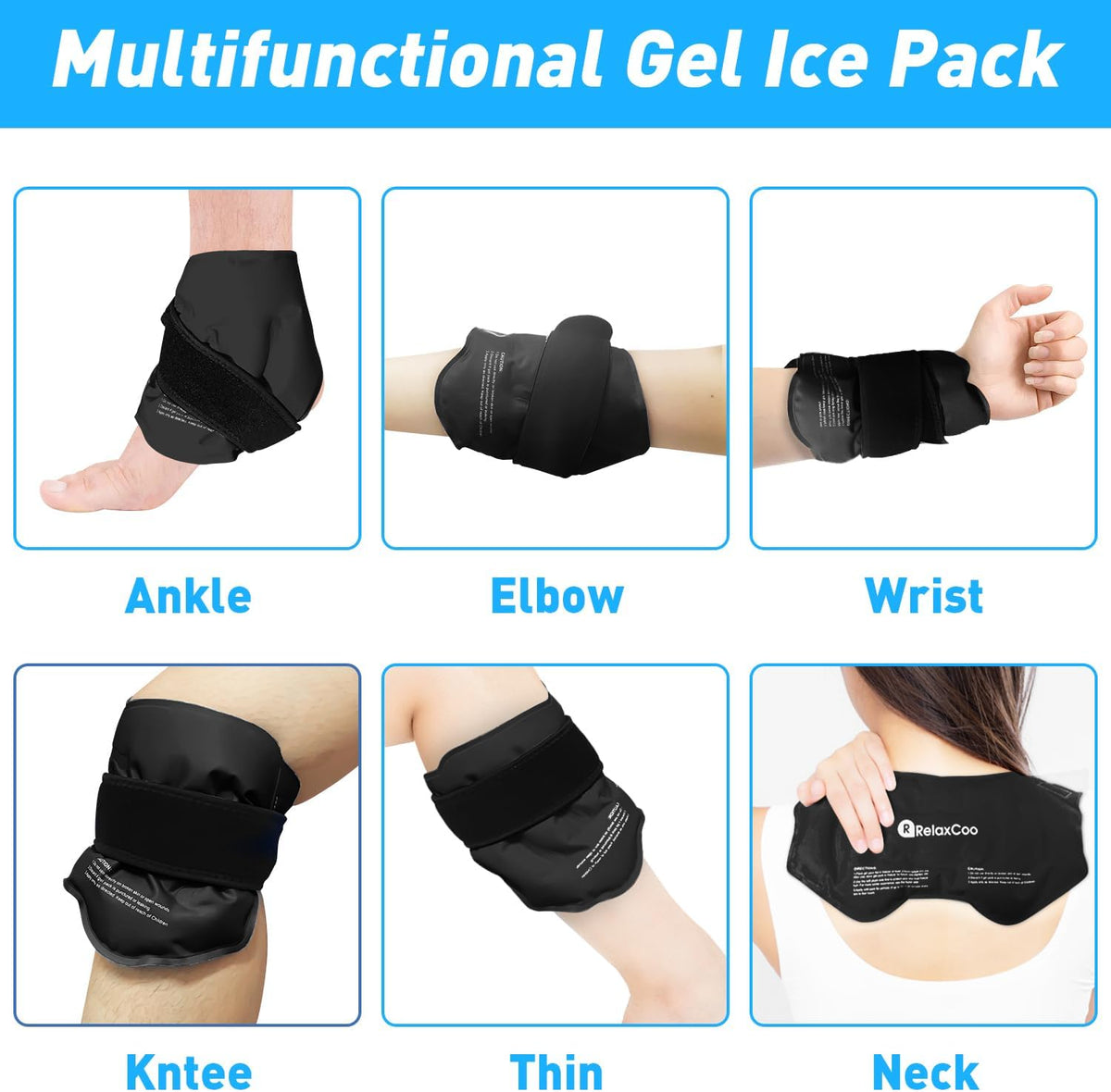 RelaxCoo Ankle Ice Pack Wrap for Swelling, Reusable Gel Ice Pack for Ankle Injuries, Cold Compress Therapy for Foot Pain Relief, Achilles Tendonitis, Plantar Fasciitis, Sprains
