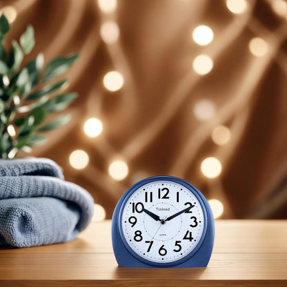 Tinload 5.5" Large Analog Alarm Clock Silent Non Ticking, Gentle Wake, Beep Sounds, Increasing Volume, Battery Operated Snooze and Manual Light, Easy Set