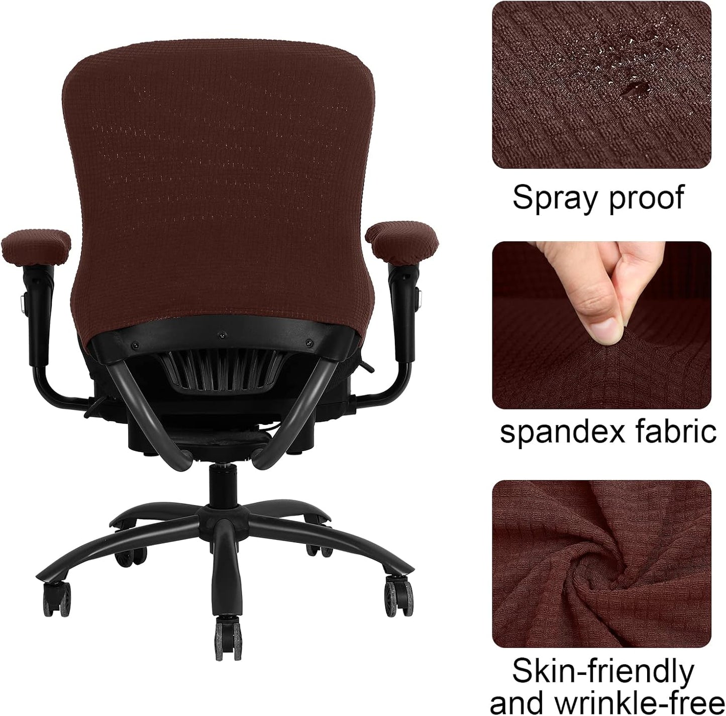 Tallew 4 Pcs Office Chair Covers Set Computer Universal Protective Stretchable Chair Seat Covers Desk Armrest Slipcovers Pads Office Cushion Backrest for Rotating (XL,Silver Gray)