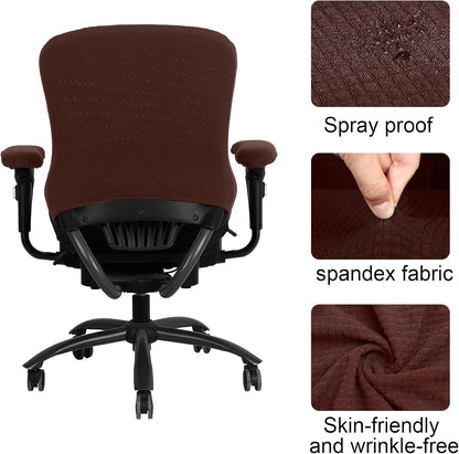 Tallew 4 Pcs Office Chair Covers Set Computer Universal Protective Stretchable Chair Seat Covers Desk Armrest Slipcovers Pads Office Cushion Backrest for Rotating (XL,Silver Gray)