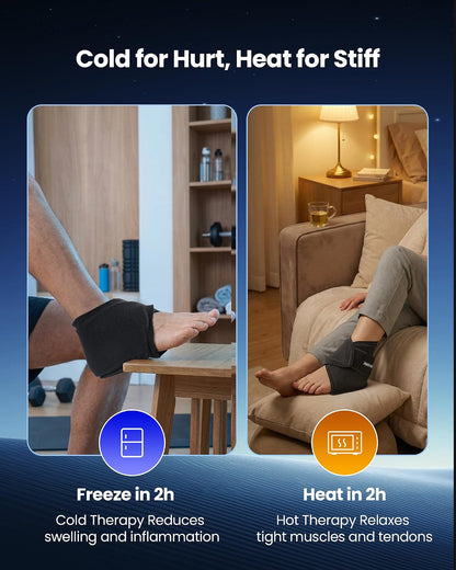 Heel Plantar Fasciitis ice Pack with 2-Layer Cooling Gel for 30-Min Cold Therapy, Ankle Foot Reusable Ice Pack Wrap for Achilles Tendonitis, Sprained Ankles, Swelling, Foot Pain Relief(1, PRO)