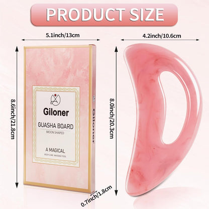 Professional Gua Sha Massage Tool for Body Contouring & Anti-Cellulite, Large Resin Lymphatic Drainage Board with Dual-Sided Design - Face and Back Massager for Women/Men, Home Spa Care(Pink)