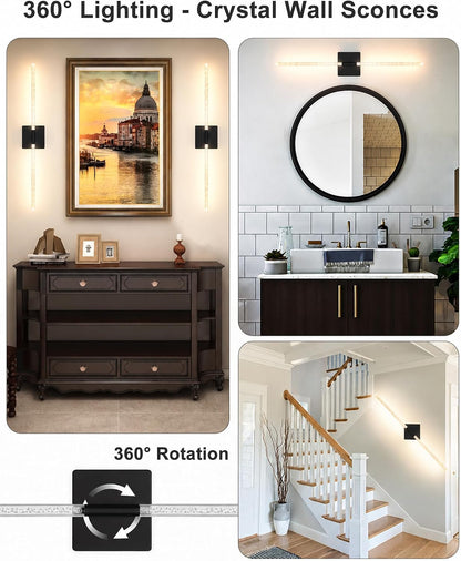 iThird Battery Operated Wall Sconces Set of 2: 10000mAh Rechargeable Wireless Wall Lights, 360° Rotatable Magnetic Wall Lamp, 4CCT Dimmable LED Wall Lighting for Bedroom Living Room Hallway, 31.7in