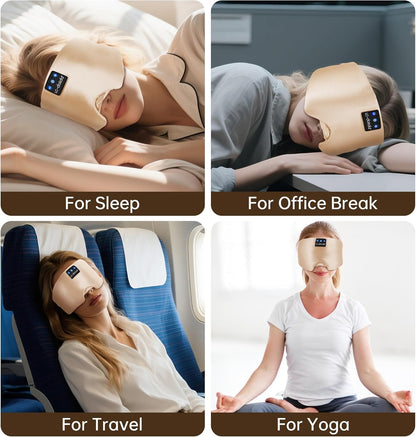 LC-dolida Luxurious Silk Soft Sleep Mask, Sleep Headphones with Bluetooth 5.4 for Side Sleeper, Total Blackout Eye Sleeping Mask for Women and Men, Ideal Gift for Restful Sleep, Travel(Black)