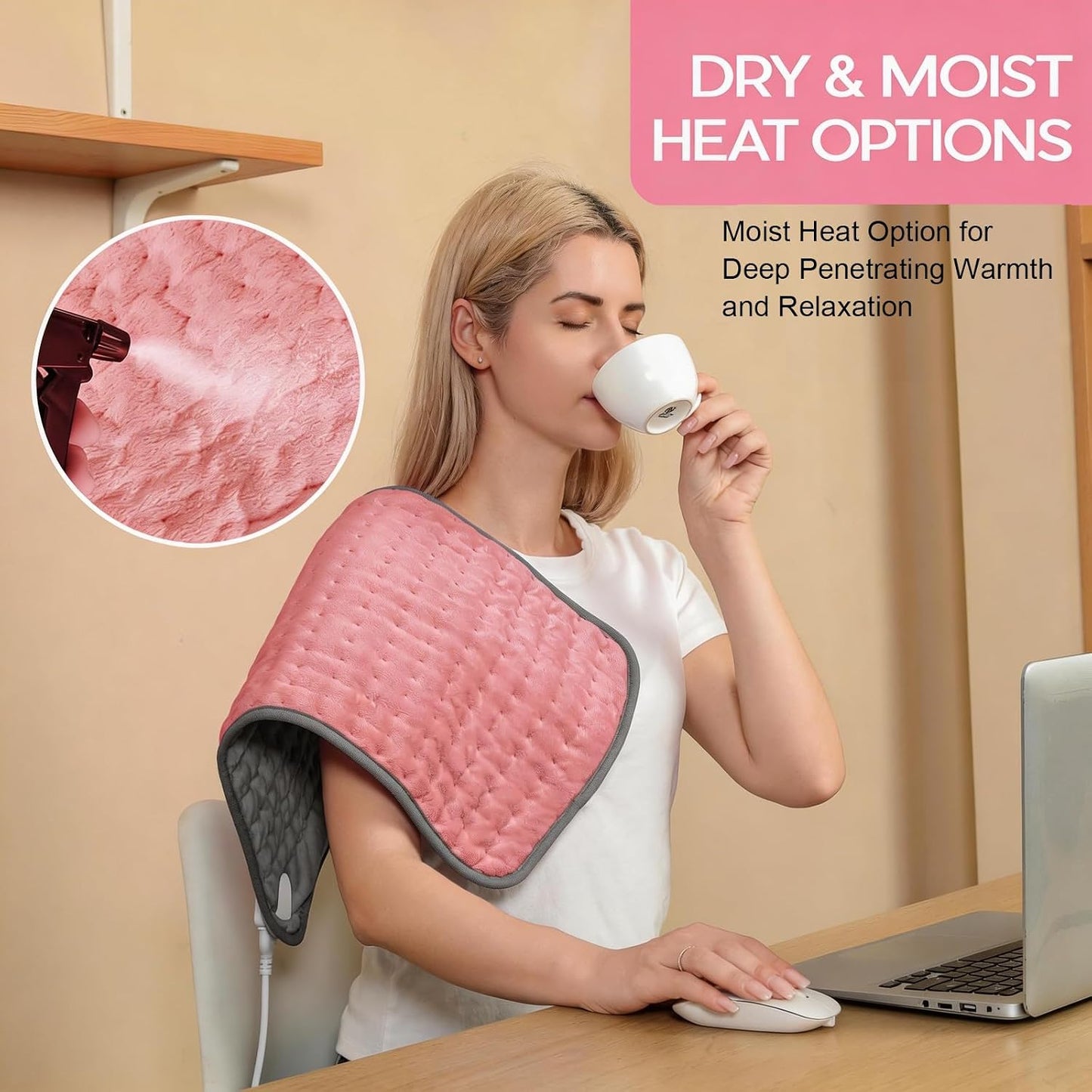 Heating Pad for Period Cramps, Heating Pad for Back/Neck/Shoulder Muscle Pain, 6 Heating&4 Timer Setting, Auto Shut Off, Dry/Moist Heat & Machine Washable, Gray Birthday Christmas Gifts for Women Mom