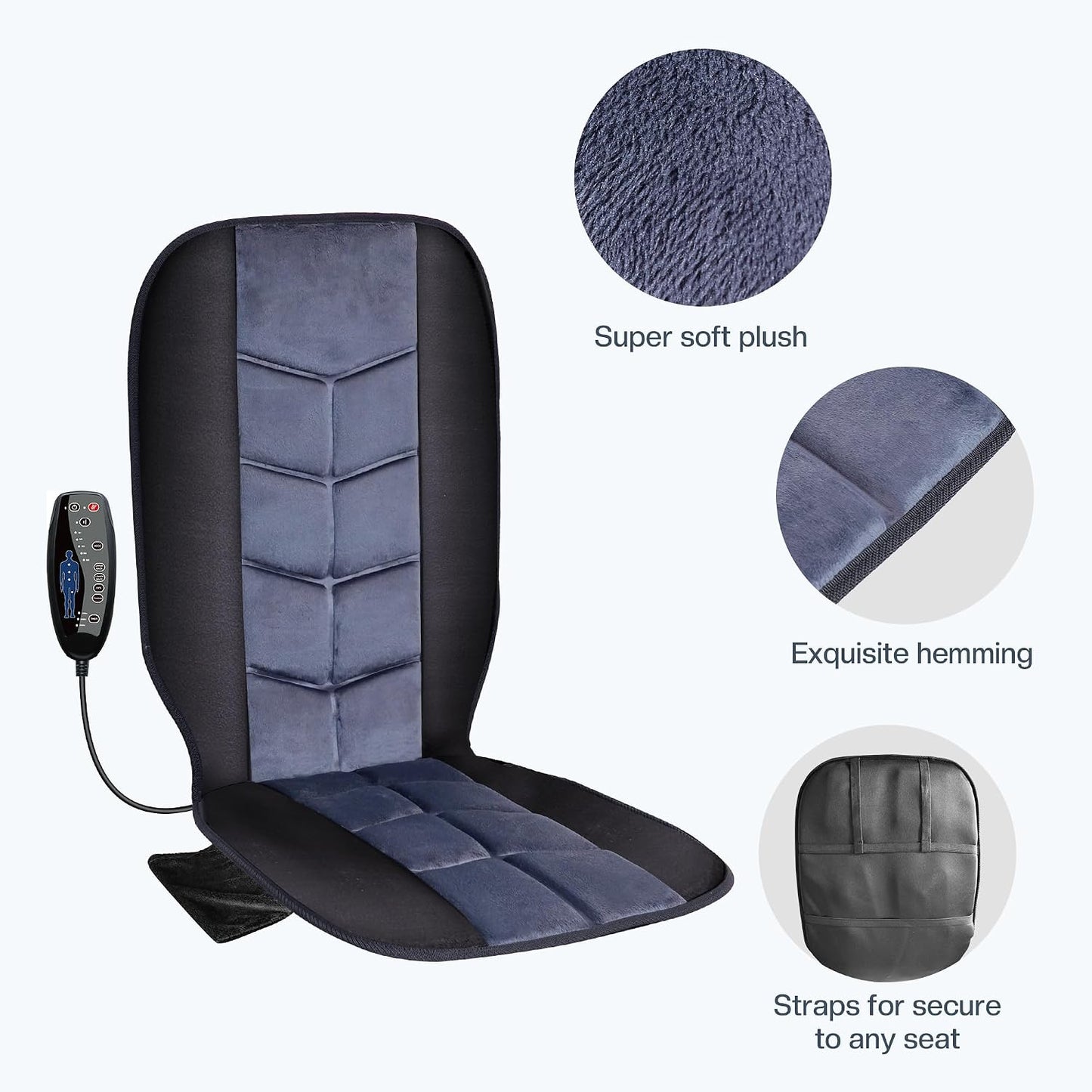 Massage Chair Pad,Back Massager with Heat,Massage Seat Cushion with 10 Vibration Motors,30-60-90 Minutes Heating Options,Chair Massager for Office Chair, Home Office Use, Relaxation Gift