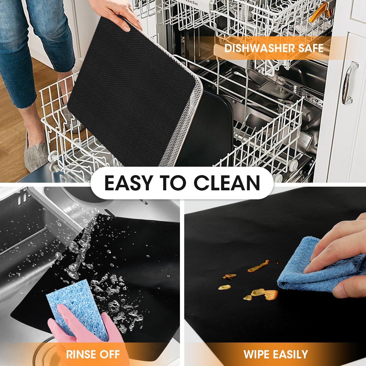 AIEVE Air Fryer Liners, 4 Packs Teflon Oven Liners for Bottom of Oven Compatible with Ninja Foodi SP101 SP201 SP301 SP351, Reusable Non-stick Air Fryer Baking Mat Sheets (12"x12")