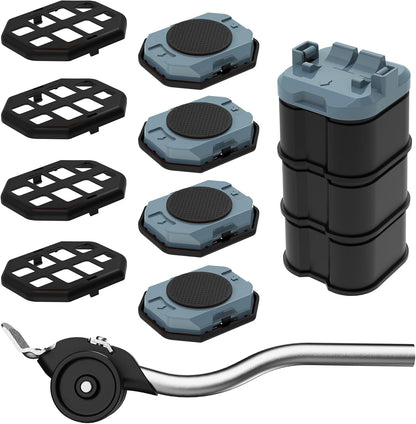 Furniture Lift Mover Tool, Heavy Duty Furniture Lifter and Movers Set with Sliders - Easily Move Heavy Items on Hardwood Flooring and Carpet (Grey Blue)