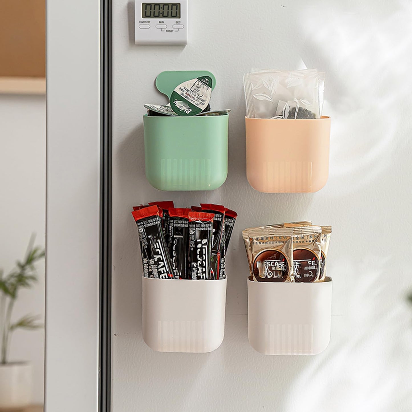Fridge Magnetic Cup Storage Rack, Magnetic Locker Organizer for Pen, Holder for Laundry, Board, Desks, Dresser, White