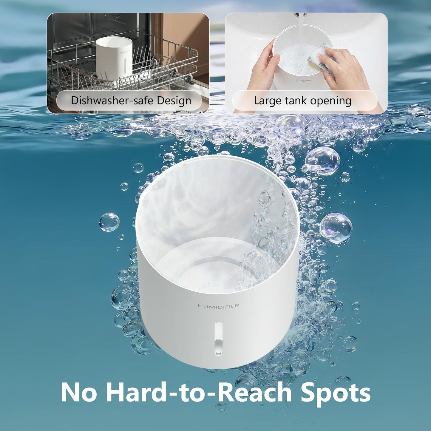 Mist-Free Evaporative Humidifier for Bedroom, Top Fill Humidifier Work with Tap Water, Touch Control,USB Powered, Sleep Mode, Night Light,1–8H Timer, Easy-Clean Design for Home Office-3L