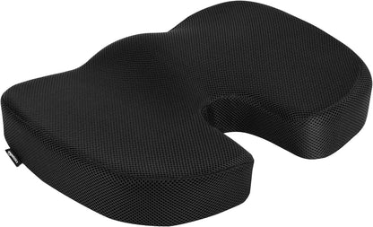 Amazon Basics Comfortable Seat Cushion & Lumbar Support for Office Chairs, Gel Enhanced Memory Foam, Non-Slip, Cooling, Portable, Pack of 2, Rectangular, Black