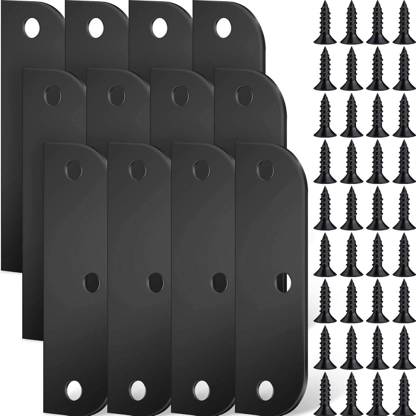 6 Set Door Hinge Filler Plates Kit, 3.5 Inch with 5/8 Inch Stainless Steel Hinge with Matching Screws, Blanks Metal Door Edge Filler Cover Plate Shims Spacer