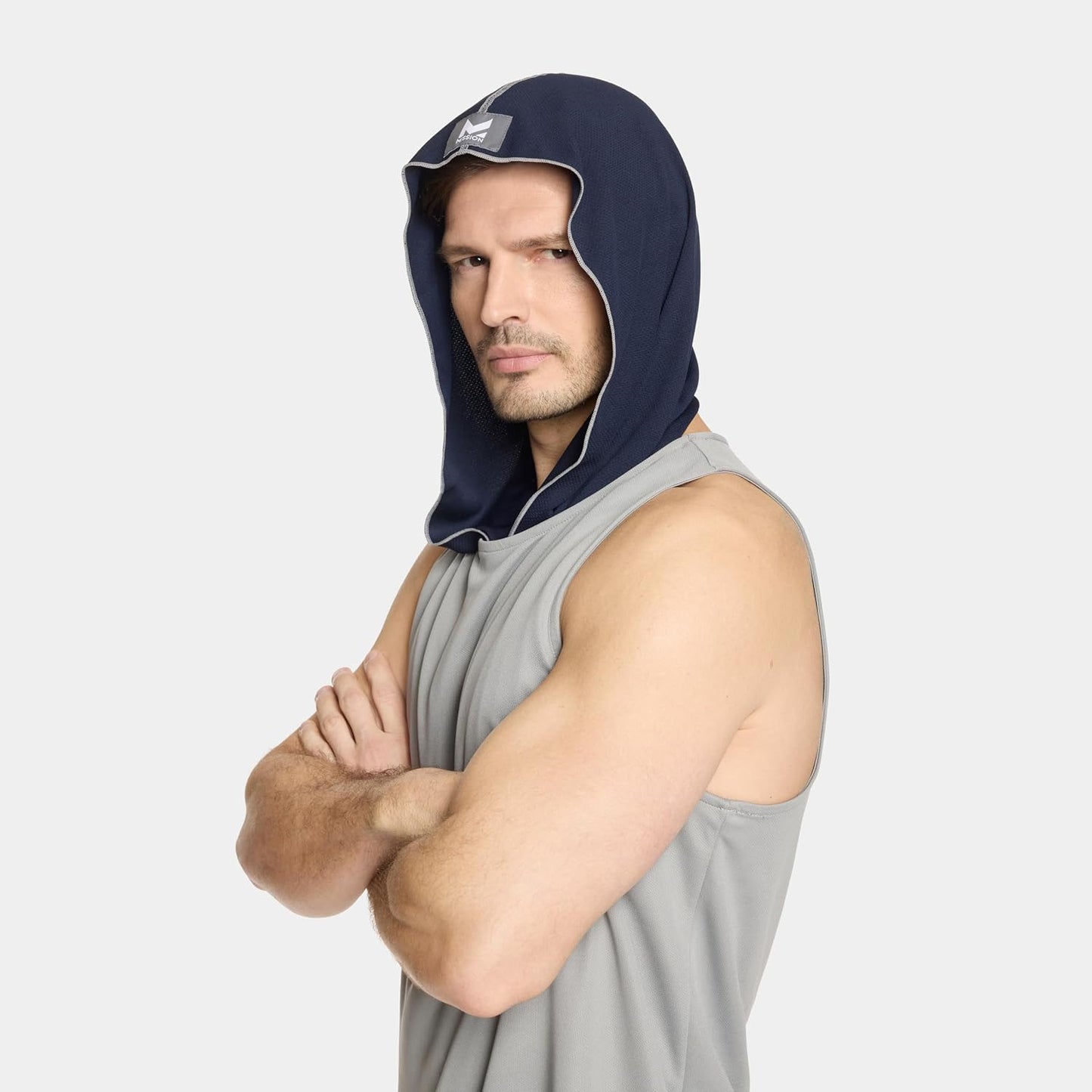 MISSION Cooling Hoodie Towel, Evaporative Cool Technology, Cools Instantly When Wet, UPF 50 Sun Protection, Contours Your Head to Stay in Place, Great for Sports, Fitness, Gym