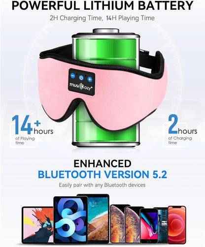 MUSICOZY 3D Sleep Headphones Bluetooth 5.4 Sleep Mask with HD Speakers