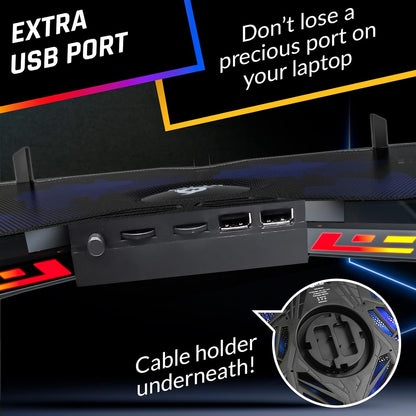KLIM Wind Laptop Cooling Pad - More Than 500 000 Units Sold - New Version - The Most Powerful Rapid Action Cooling Fan - Laptop Stand with 4 Cooling Fans at 1200 RPM - USB Fan - PS5 PS4 - RGB