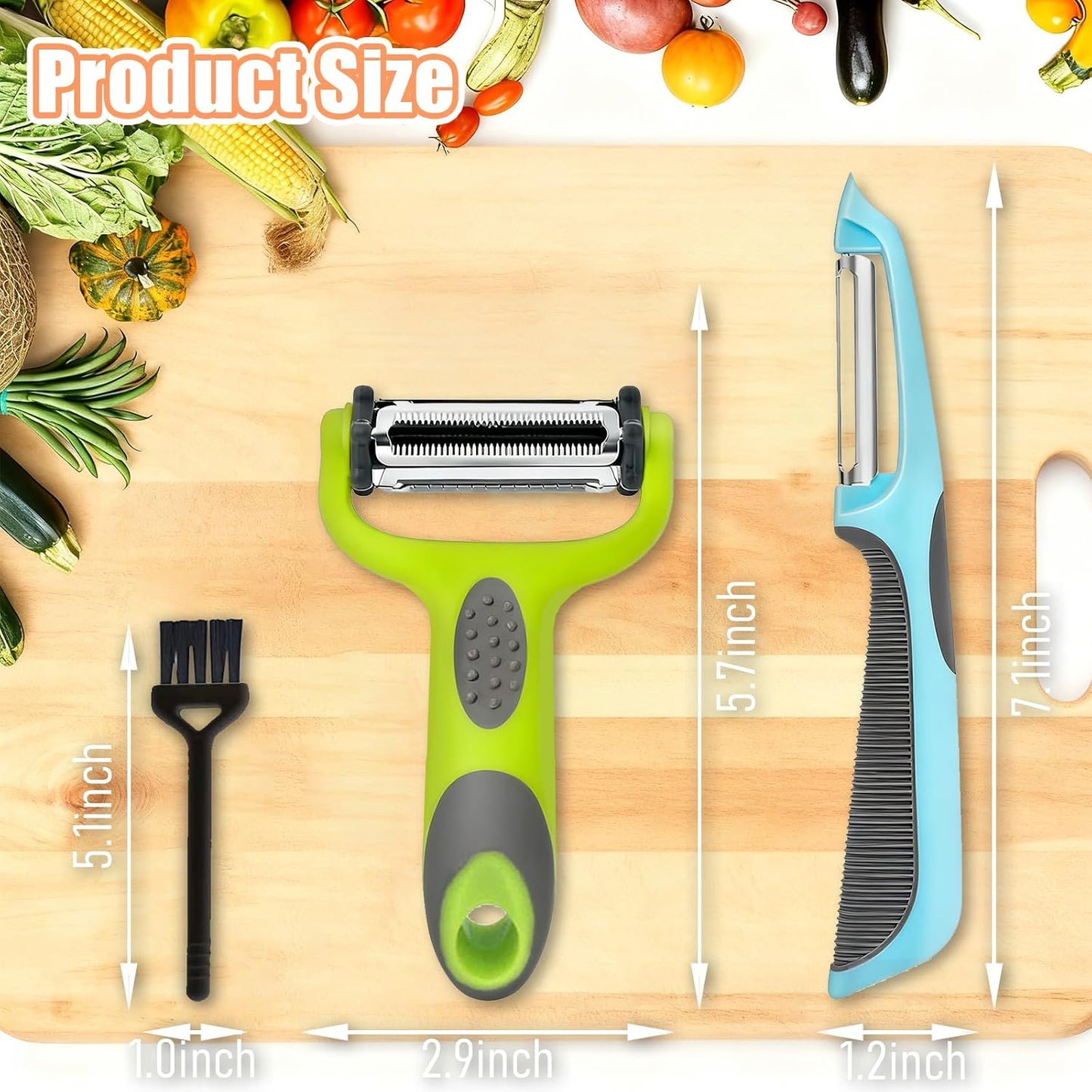 Bestac 3-in-1 Multifunctional Fruit & Vegetable Peeler - Stainless Steel Blade for Peeling/Julienning/Slicing Non-Slip Handle Ideal for Potatoes/Cucumbers/Apples Home Kitchen Daily Use (3)