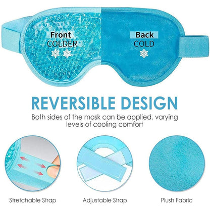 Cold Compress Eye Cover Reusable Gel Bead Sleep Eye Cover,Microwavable & Freezable Eye Compress Gel Mask with Adjustable Strap Puffy Eyes & Dark Circles for Women Girls