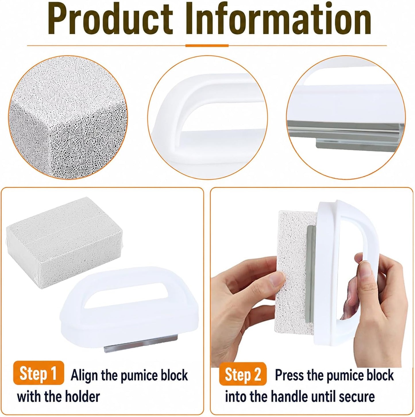Heavy Duty Grill Cleaning Brick with Handle, Durable Griddle Pumice Stone Cleaning Blocks Removing Stains for Flat Top, Oven, Stove, BBQ Grates, Cookware (3)
