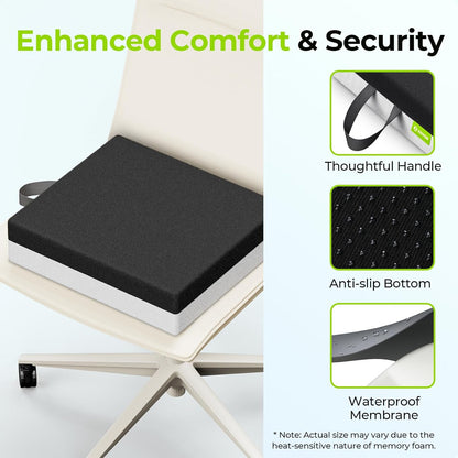 AUVON Ventilation Seat Cushion with Innovation Heat Dissipation Design | Wheelchair Cushion with Supportive Memory Foam, Waterproof & Anti-Slip Cover, Improve Lower Back & Tailbone Comfort
