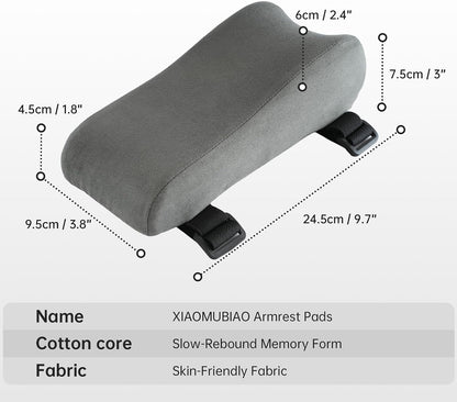 Set of 2 Memory Foam Arm Rest Cushion, Chair Arm Pads Support Pads, Elbow Pressure Relief Cushion for Office Desk & Gaming Chair, Non‑Slip Secure Straps, Removable Washable Cover