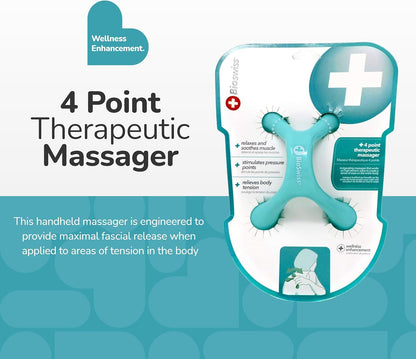 BioSwiss 2-Pack Handheld Full Body Massager, 4-Leg Pressure Point Tool for Back, Neck, and Shoulder, Includes 1 Large and 1 Small