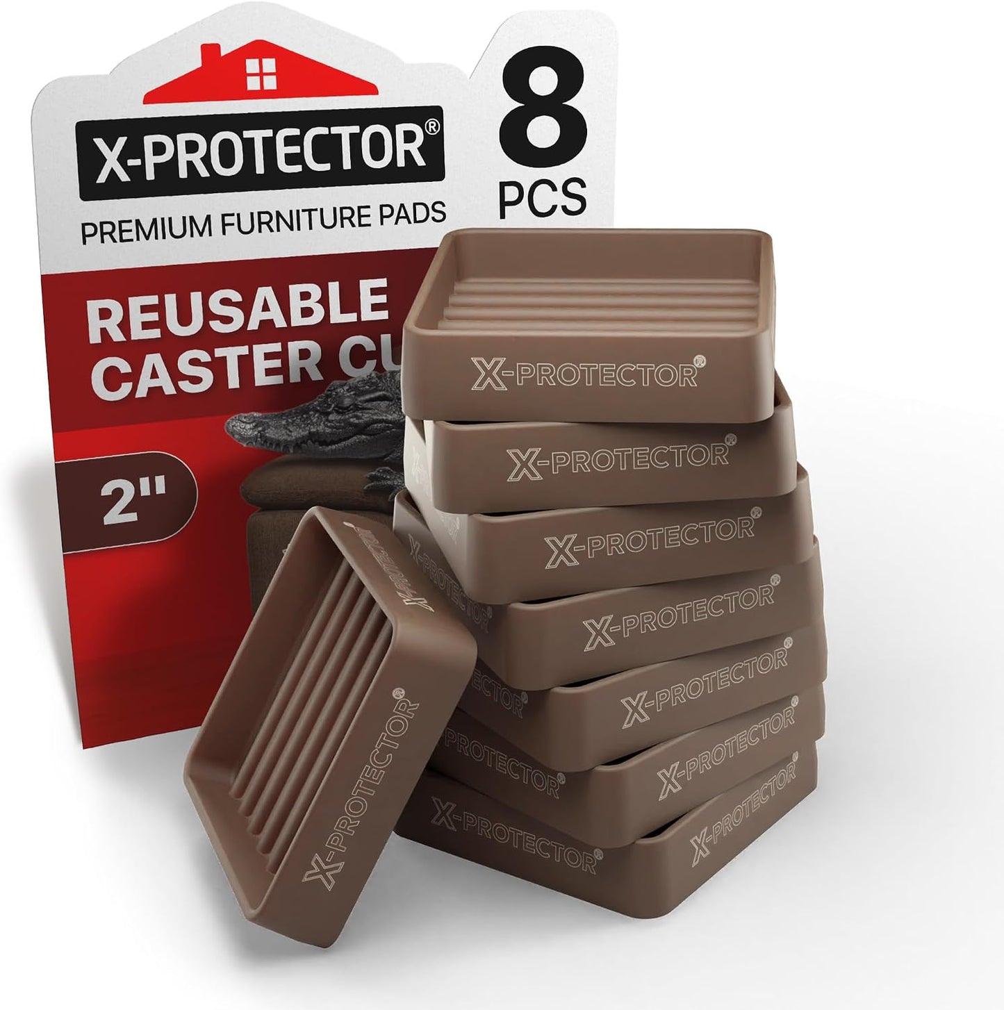 Furniture Cups X-PROTECTOR – 1.7" Caster Cups 4 PCS – Furniture Coaster | Ideal Bed Stoppers – Non Skid Furniture Pads with a Perfect Design – Lined Rubber Furniture Pads - Protect Any Flooring!