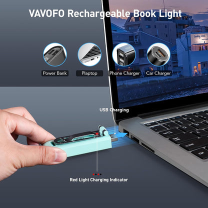 VAVOFO USB Rechargeable Bookmark Reading Light, Blue Light Blocking Amber LEDs for Bedtime Reading - Clip On, 9 Lighting Modes