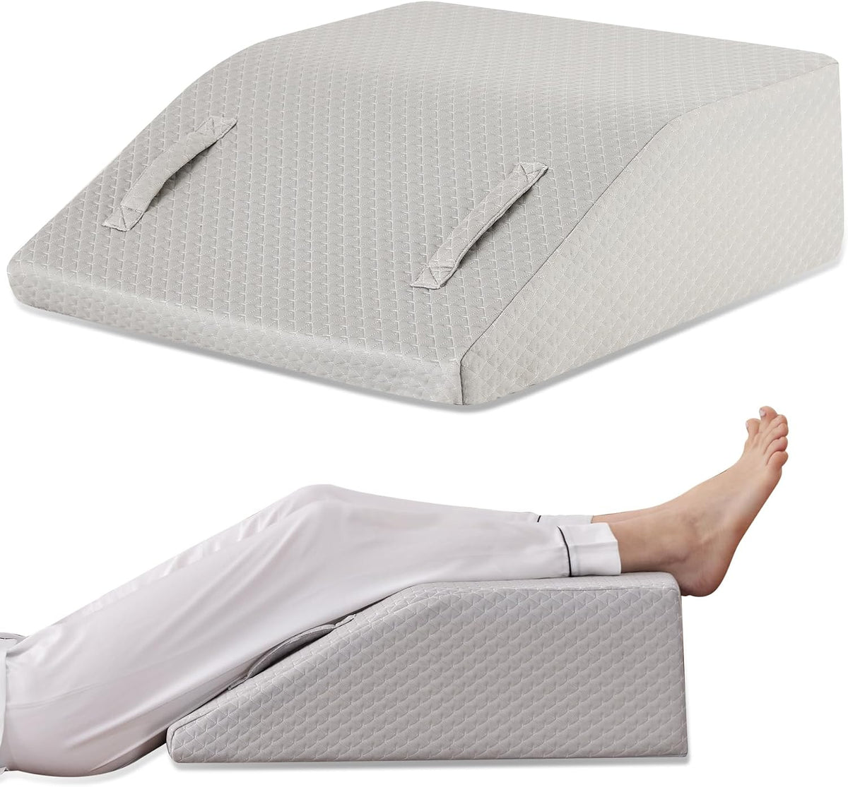 Ruqmuis Leg Elevation Pillow for After Surgery, 10inch Foam Leg Elevating Pillow for Swelling and Blood Circulation, Leg Wedge Pillow for Sleeping, Knee Pillow for Knee Hip Ankle Pain Relief, Velvet