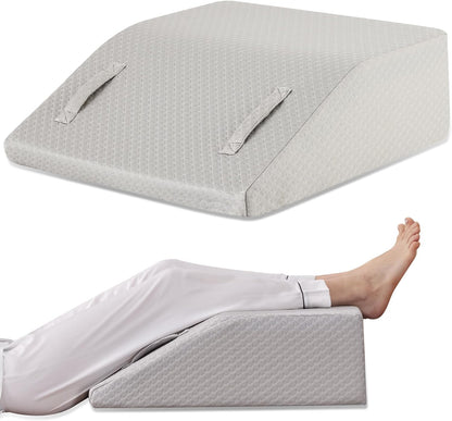 Ruqmuis Leg Elevation Pillow for After Surgery, 10inch Foam Leg Elevating Pillow for Swelling and Blood Circulation, Leg Wedge Pillow for Sleeping, Knee Pillow for Knee Hip Ankle Pain Relief, Velvet