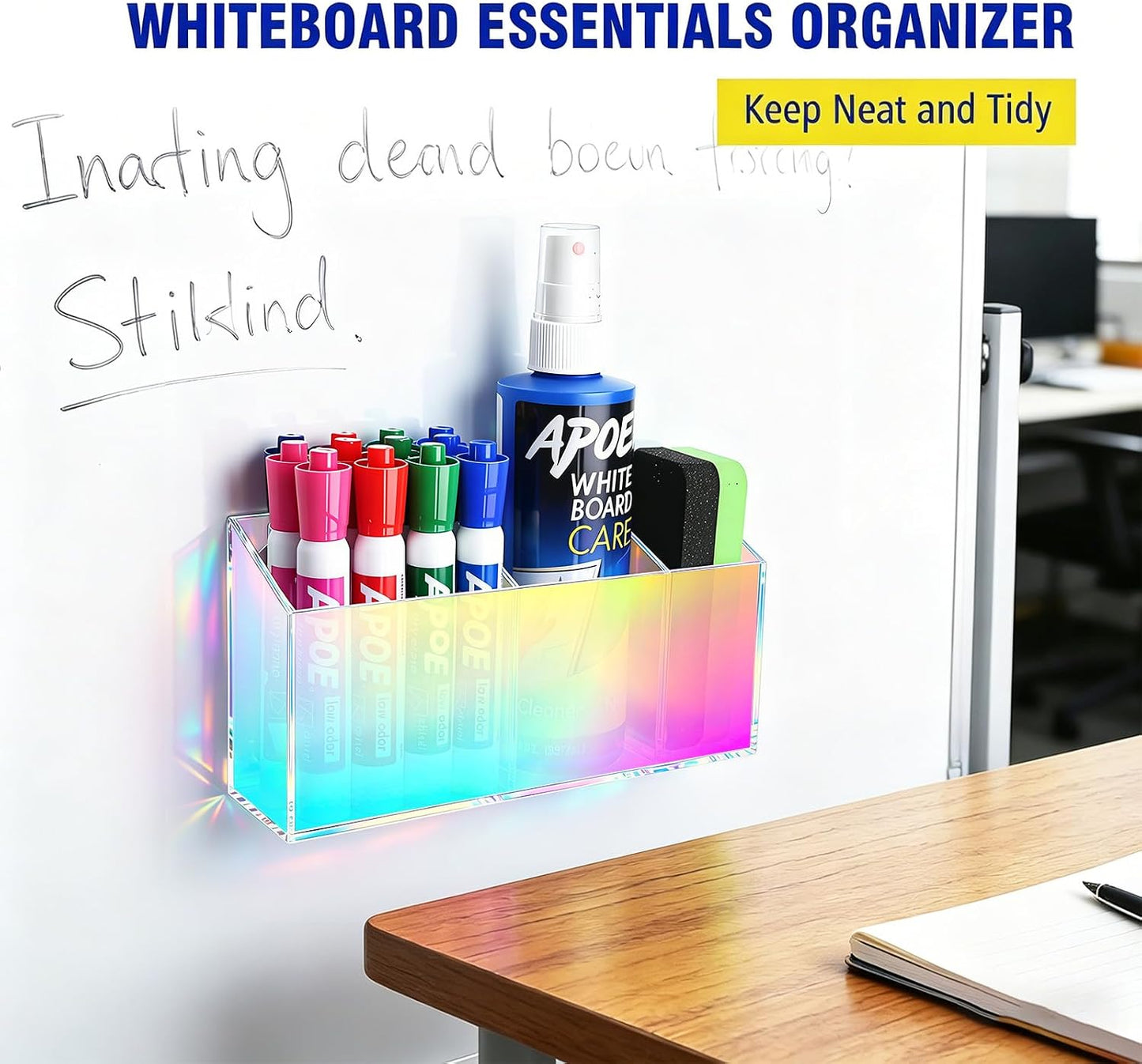 Magnetic Marker Holder for Whiteboard, Fridge, Teacher Must Have | Acrylic Magnet Dry Erase Pen Holder for Refrigeator, Anti-slip Pencil Holder for Classroom, Locker Organizer Accessories